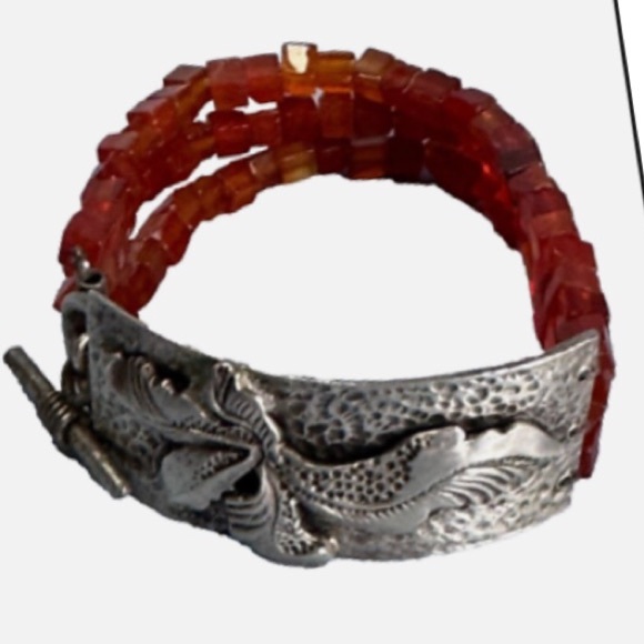 Rare Silpada Triple Strand Carnelian Sterling Silver Toggle Clasp Bracelet N0880 - Picture 8 of 16